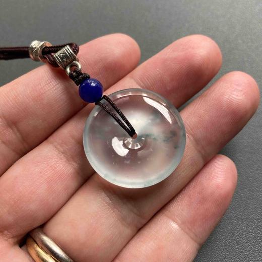 玻璃种雪花棉厚庄飘花翡翠平安扣 商品图6