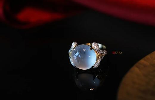 宝鼎｜极品白玻璃种翡翠鸽子蛋戒指 商品图1