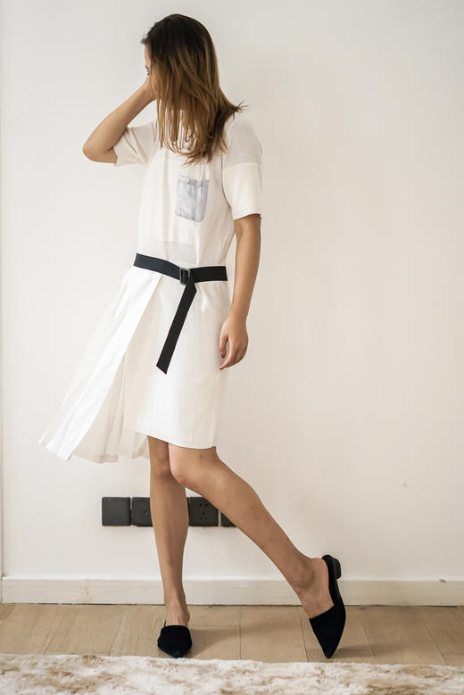 ACFN | 百褶拼接针织短袖连衣裙 商品图4