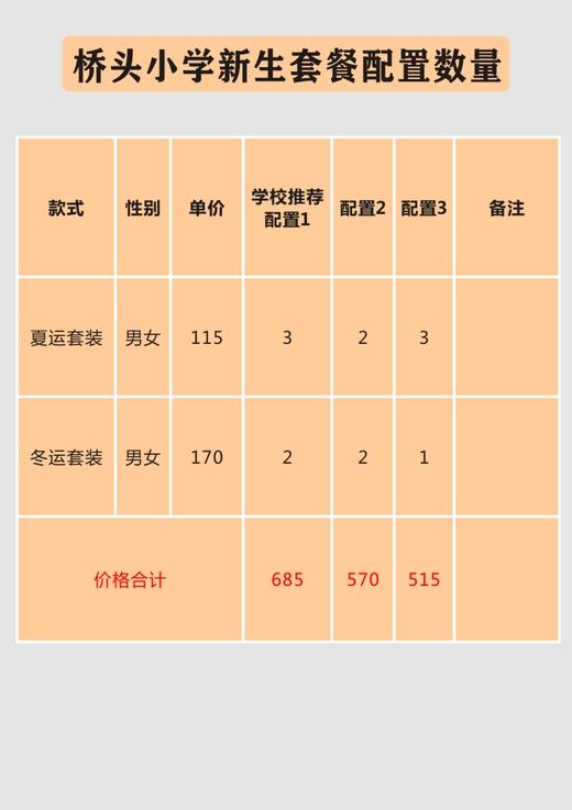 桥头小学一年级新生套餐 商品图0
