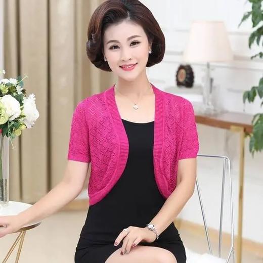 PDD-妈妈冰丝针织披肩外套 半袖镂空上衣坎肩 商品图4