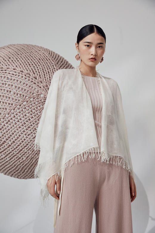 高支羊绒手工工艺短开衫披肩 SJF92P408N 商品图0