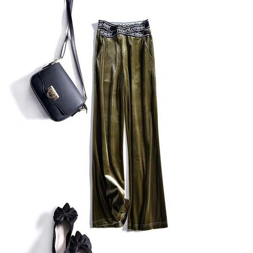 CHT-903新品金丝绒微喇叭裤   高腰宽松显瘦休闲坠感直筒阔腿裤 商品图1