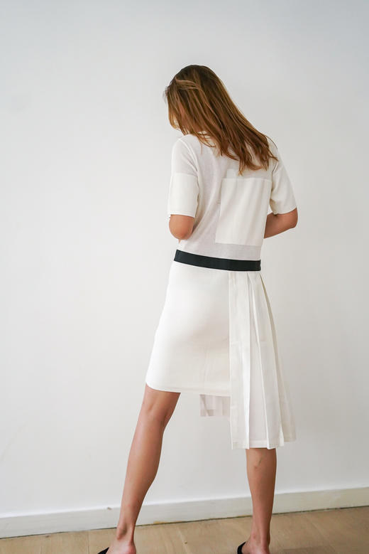 ACFN | 百褶拼接针织短袖连衣裙 商品图1