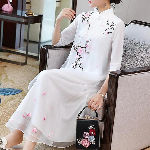 KDS1253新款气质立领绣花宽松欧根纱连衣裙 商品图1