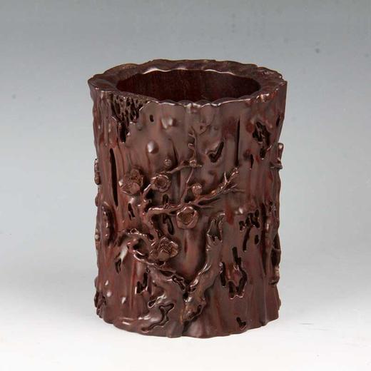 喜上梅梢°黑檀笔筒 商品图1