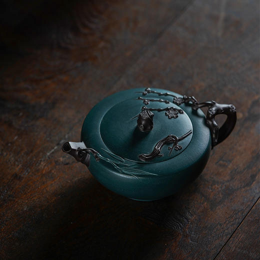 龙德堂陶艺 徐飞制《双色梅竹》苏门答腊青、紫泥 320cc(库存请咨询客服) 商品图2