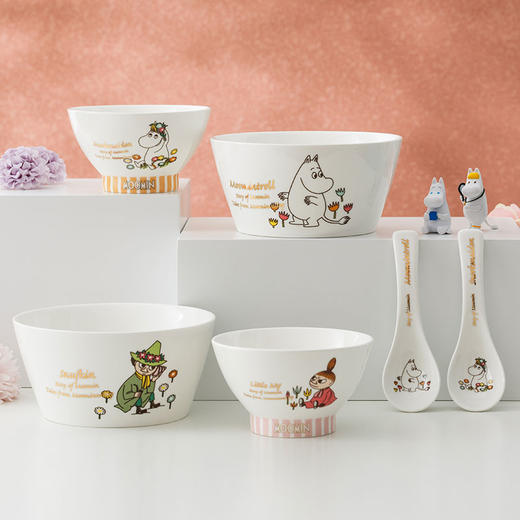 Moomin姆明生活日记汤勺 可爱陶瓷创意 勺子 沙拉碗 高脚碗 商品图0