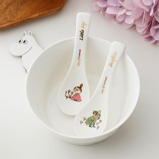 Moomin姆明生活日记汤勺 可爱陶瓷创意 勺子 沙拉碗 高脚碗 商品图8