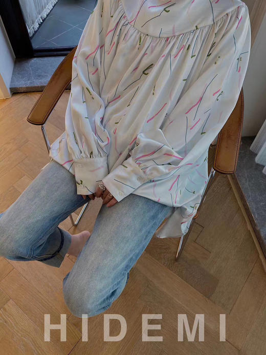 HIDEMI “我们做印花”绮梦漫步 缎面衬衫裙 商品图4