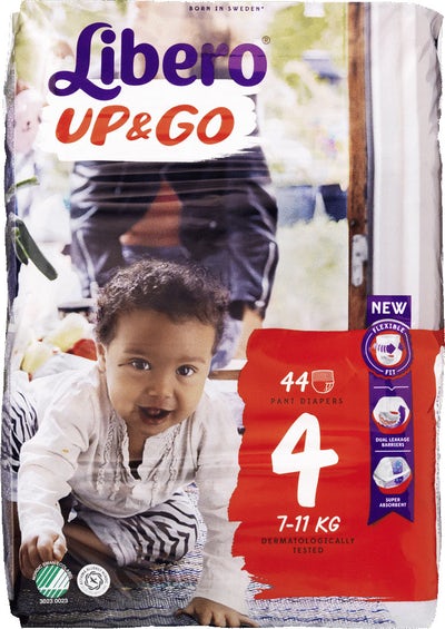 丽贝乐Libero婴幼儿活力拉拉裤 up & go 4号 7-11公斤宝宝适用  (新版本44条/包) 新老版本随机发货