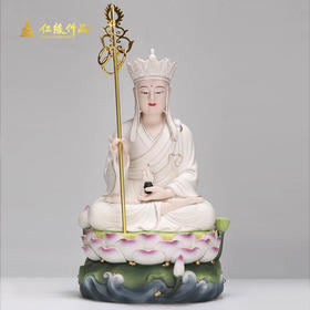 白瓷彩绘地藏圣像家居摆件