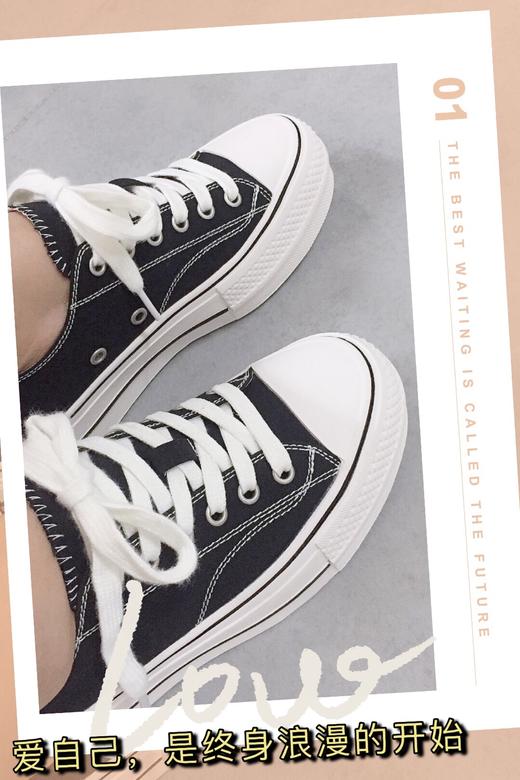 【百图lulu好物】【中跟帆布鞋】不易磨脚，不易变形，不易脱胶 猪皮鞋垫 经典帆布鞋，可以从12岁穿到102 商品图0