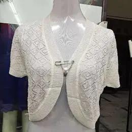 PDD-妈妈冰丝针织披肩外套 半袖镂空上衣坎肩 商品图3