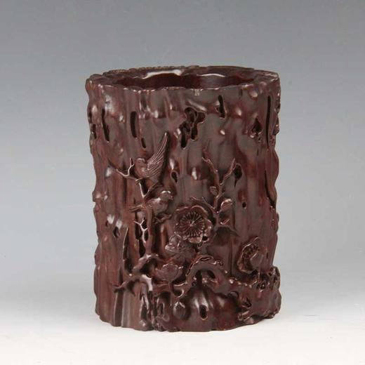 喜上梅梢°黑檀笔筒 商品图0