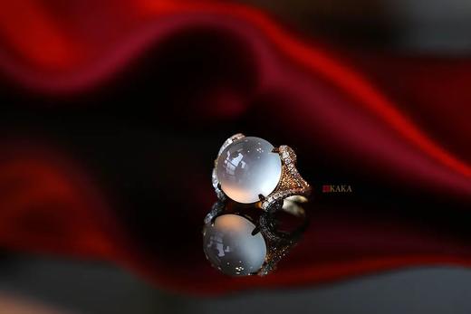 宝鼎｜极品白玻璃种翡翠鸽子蛋戒指 商品图0