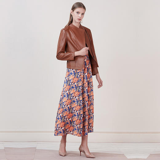 EITIE爱特爱品牌女装冬款绵羊皮真皮皮衣修身短款皮夹克外套5493137X 商品图2