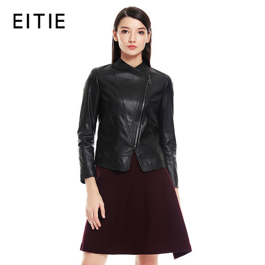 EITIE爱特爱品牌女装冬款绵羊皮真皮皮衣修身短款皮夹克外套5493137X 商品图1