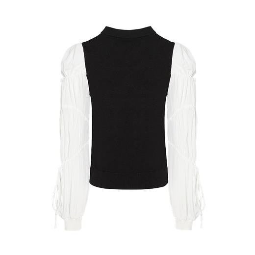 VIMAGE纬漫纪秋款复古洋气泡泡袖修身针织衫上衣女显瘦V1401005 商品图4