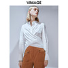 VIMAGE纬漫纪秋款个性洋气交叉绑带设计感通勤喇叭袖衬衫V1409010 商品缩略图0