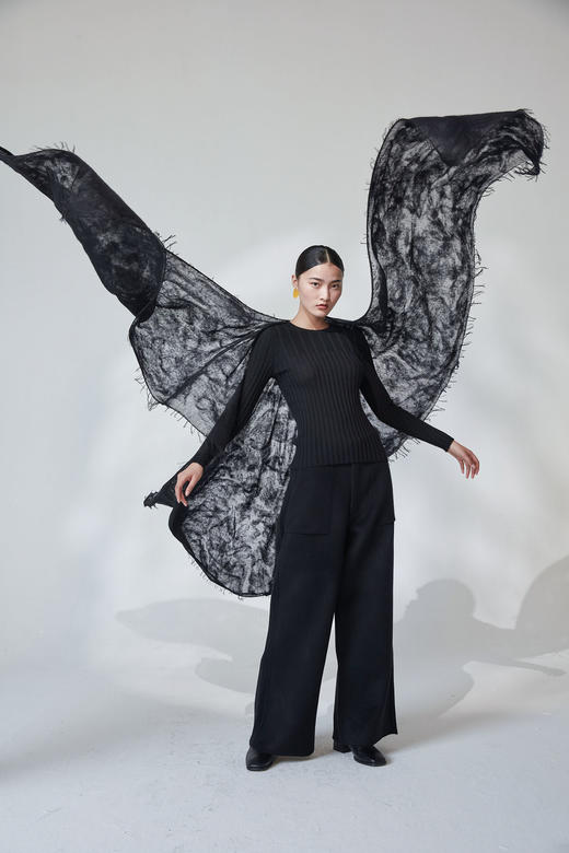 高支羊绒手工工艺长开衫披肩 SJF92P154N 商品图0