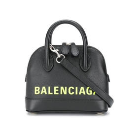 BALENCIAGA 巴黎世家 女士粒面小牛皮字母徽标印花提挎包 黑色 550646 1IZ33 1072
