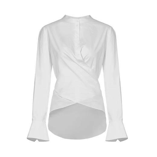 VIMAGE纬漫纪秋款个性洋气交叉绑带设计感通勤喇叭袖衬衫V1409010 商品图4