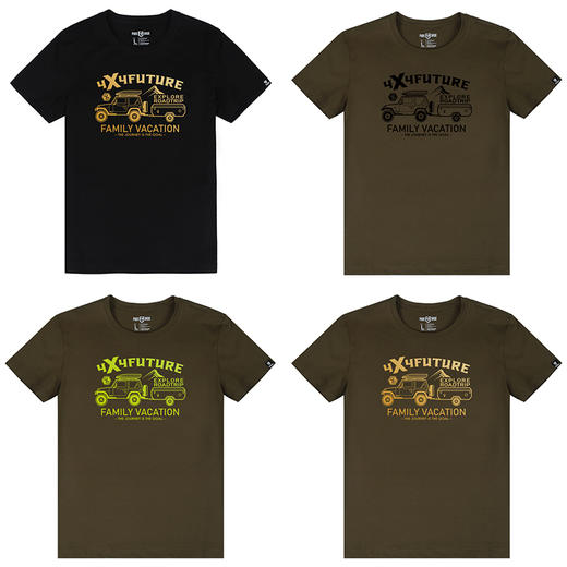 夏季定制流行大码圆领男女常规个性越野短袖纯棉弹力烫画印花T恤 商品图2