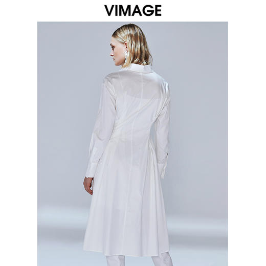 VIMAGE纬漫纪秋款时尚通勤百搭收腰显瘦衬衫A字连衣裙女V1407014 商品图3