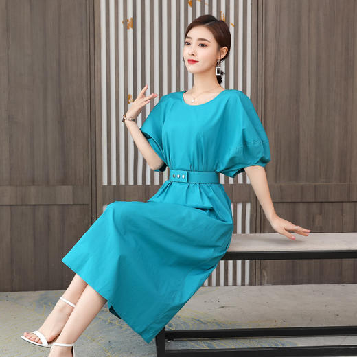 AHM-kxt9128夏季宽松中长款短袖时尚气质套头A字裙度假裙 商品图4