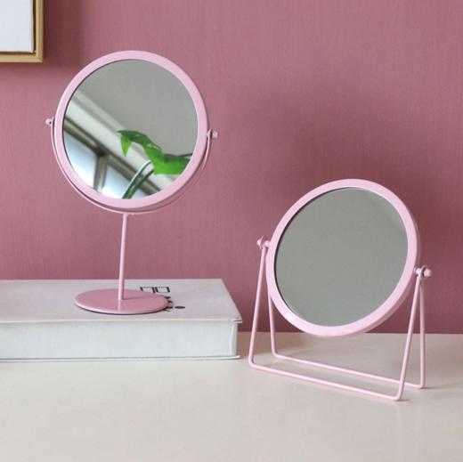 【镜子】*北欧ins金属单面圆形化妆镜 女生宿舍卧室桌面支架镜子台式梳妆镜 商品图1