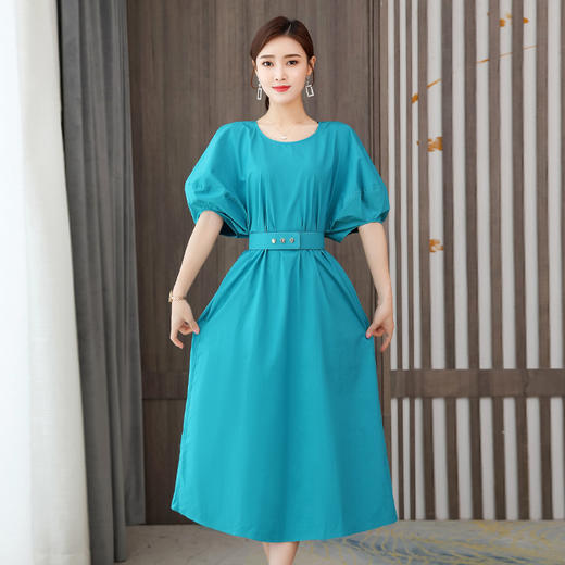 AHM-kxt9128夏季宽松中长款短袖时尚气质套头A字裙度假裙 商品图3