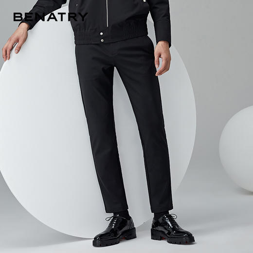 贝纳川黑色休闲长裤119332019402 商品图0