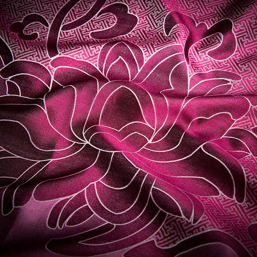 SAINTJOY/上久楷宋锦双面披肩 万字纹莲花玫红色SJ14019-1（仅供展示，勿拍） 商品图2