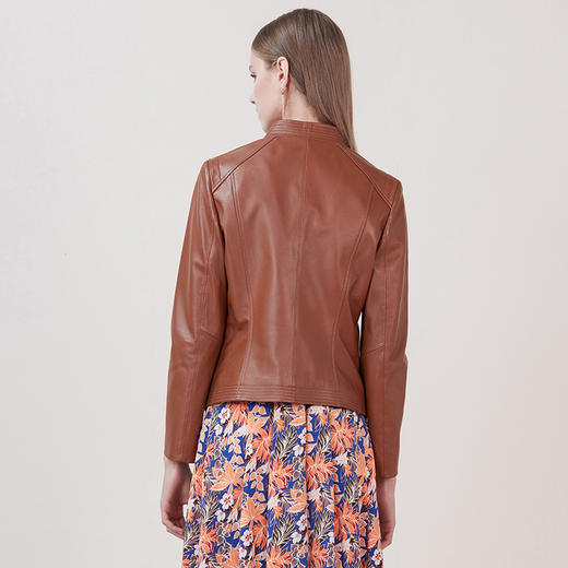 EITIE爱特爱品牌女装冬款绵羊皮真皮皮衣修身短款皮夹克外套5493137X 商品图3