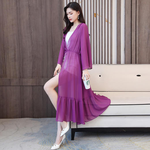 夏装新款潮薄披肩长衣服长款雪纺开衫沙滩大码防晒服开衫ccchz0163