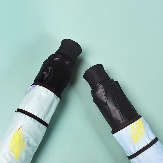 【多色可选】彩色羽毛折叠防晒遮阳小黑伞晴雨两用太阳伞8骨骨架防紫外线FZ20208 商品图2