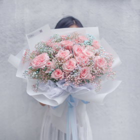 《一片星光》. 19朵玫瑰满天星花束