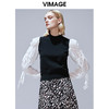 VIMAGE纬漫纪秋款复古洋气泡泡袖修身针织衫上衣女显瘦V1401005 商品缩略图0