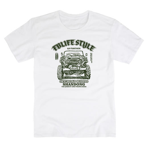 自由基地夏装新款男装黑白宽松版圆领短袖潮流FJ40图案印花T恤 商品图4