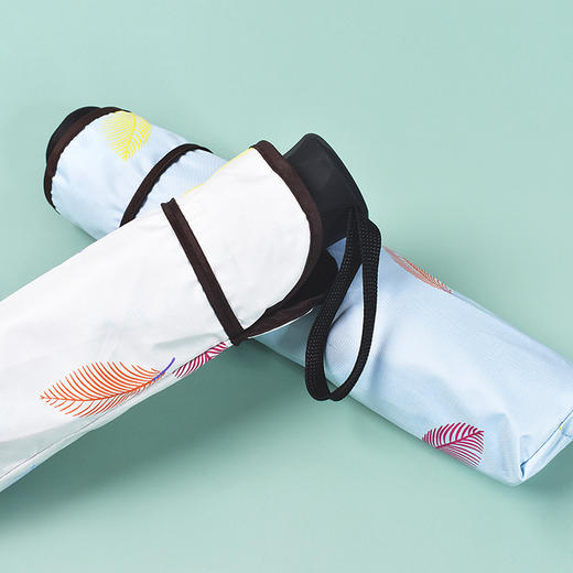 【多色可选】彩色羽毛折叠防晒遮阳小黑伞晴雨两用太阳伞8骨骨架防紫外线FZ20208 商品图1