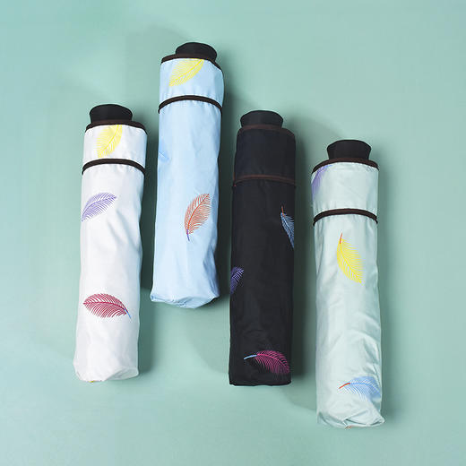 【多色可选】彩色羽毛折叠防晒遮阳小黑伞晴雨两用太阳伞8骨骨架防紫外线FZ20208 商品图0