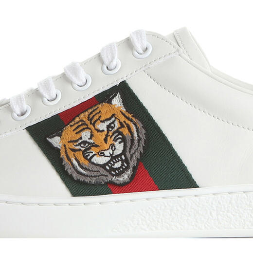 GUCCI 古驰 男士 ACE系列 牛皮虎头刺绣系带休闲运动鞋 白色 457132 A38G0 9064 商品图3