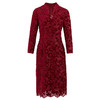 皮尔卡丹女秋季新款酒红色V领长袖连衣裙花边蕾丝裙P94DL02T0
 商品缩略图4