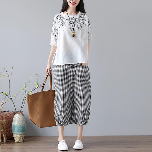 DHFY-EJOY8789新款大码女装复古文艺刺绣棉麻两件套 商品图1
