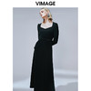 VIMAGE纬漫纪秋款气质大方领露背收腰礼服连衣裙长裙女V1477012 商品缩略图1