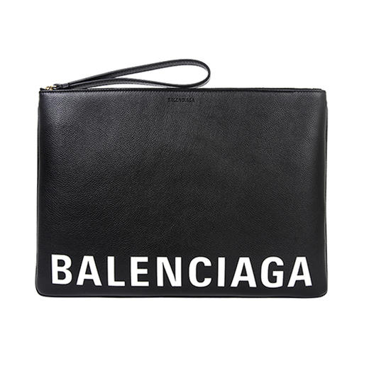 BALENCIAGA 巴黎世家 春夏男女通用黑色小牛皮LOGO印花手拿包 黑色 594350 1IZCM 1090 商品图0