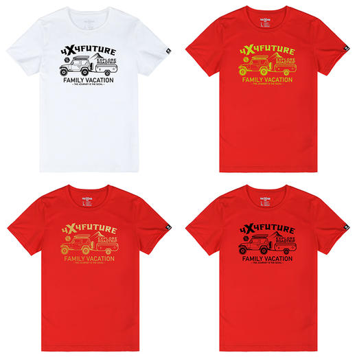 夏季定制流行大码圆领男女常规个性越野短袖纯棉弹力烫画印花T恤 商品图1