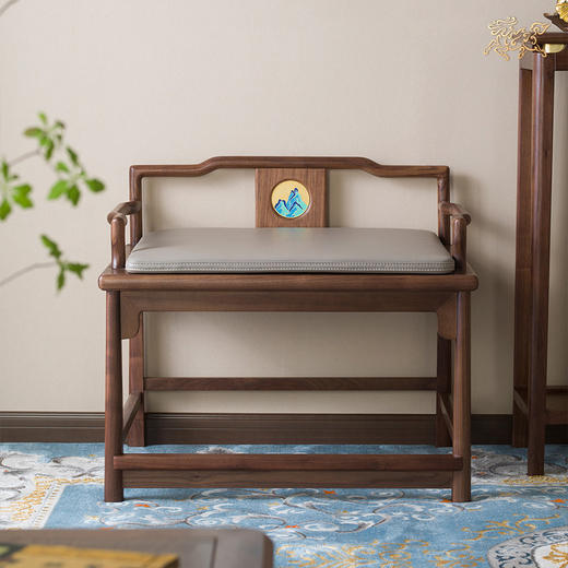 铜师傅铜木主义千里江山艺术家具黑胡桃版禅椅实木新中式