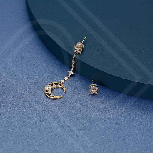 apm monaco【顺丰包邮】耳坠女不对称月亮垂坠耳环配耳钉星月耳钉